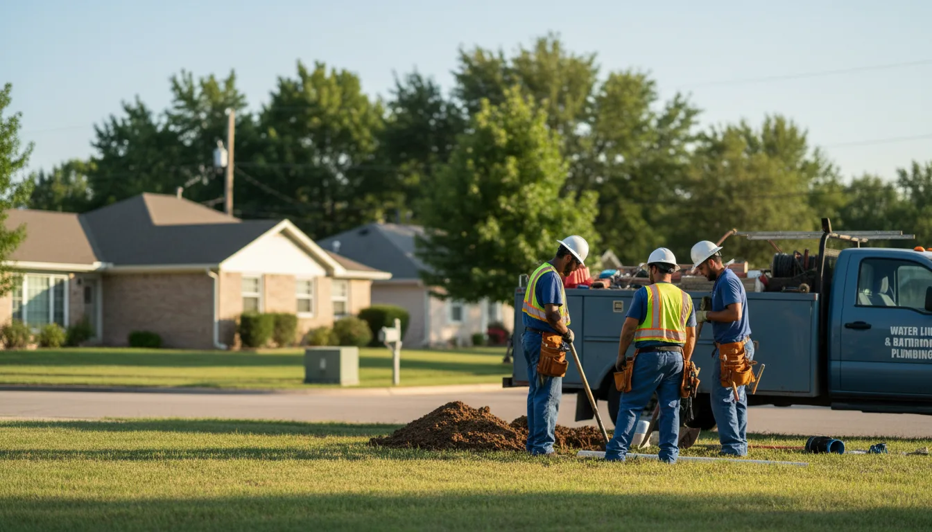 Residential water line and bathroom plumbing service in Erick, OK